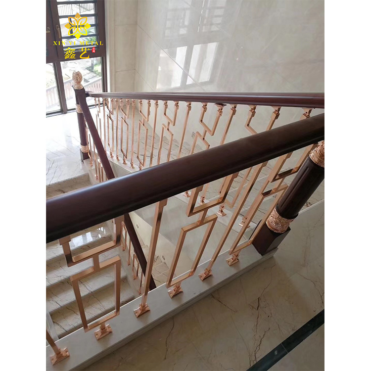 山東酒店鋁藝浮雕樓梯護欄定做-銅扶手-設計合理