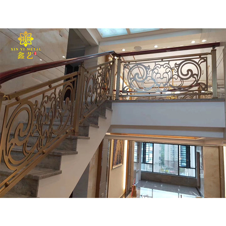 鋁藝浮雕樓梯護欄-北京KTV銅樓梯扶手定做-樣式優雅