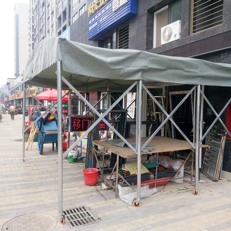 福建龙岩大型电动推拉蓬商业街雨篷