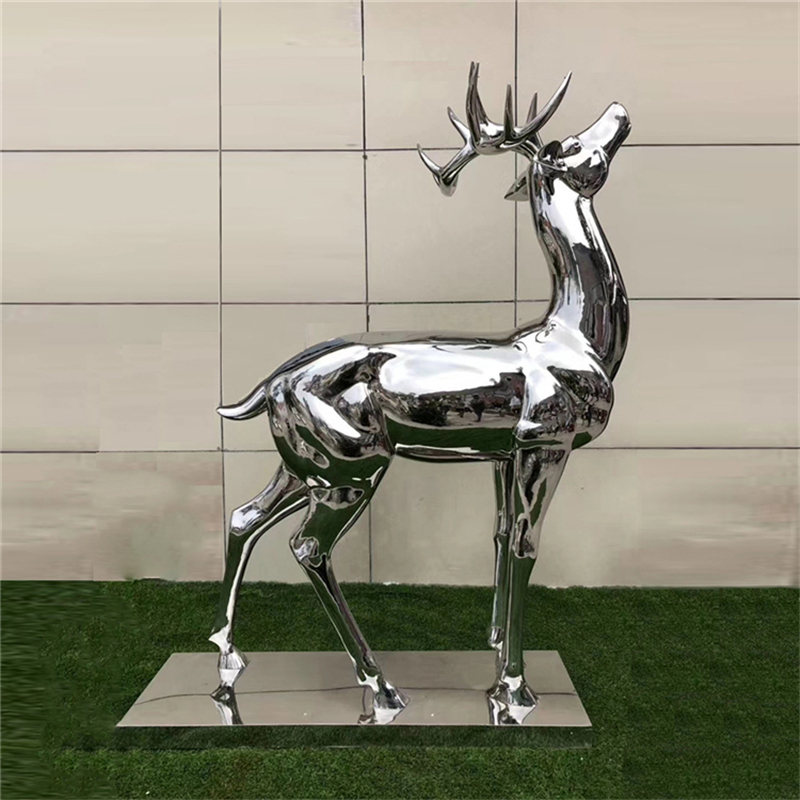 加工 不锈钢小鹿雕塑 镜面不锈钢鹿雕塑