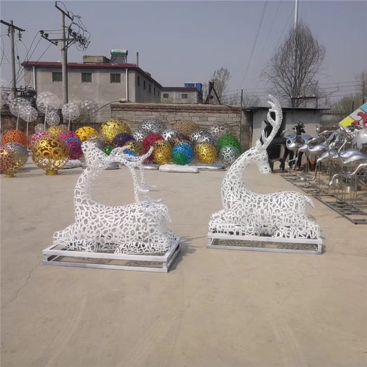 不锈钢丝编织鹿雕塑 定做厂家 抽象鹿雕塑