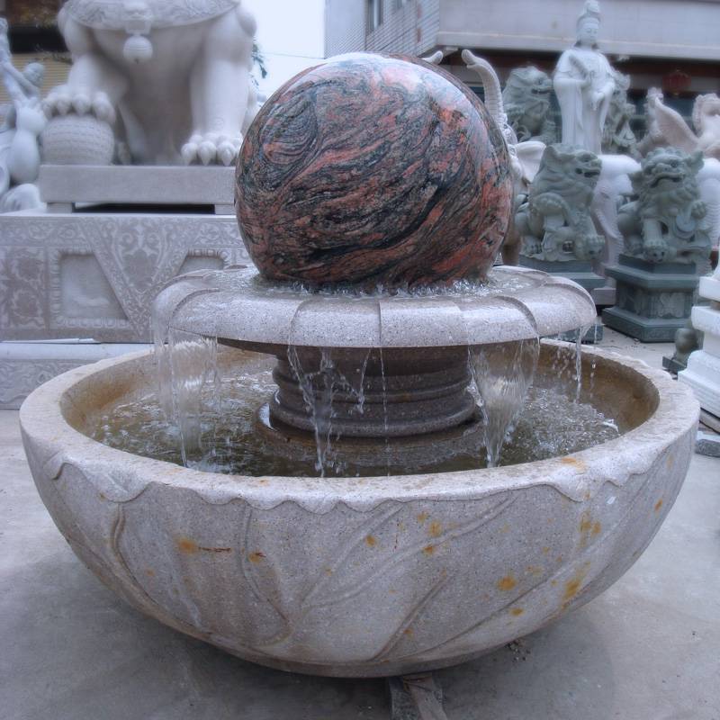 石雕喷泉**球转动石球别墅流水园林雕塑景观流水摆件