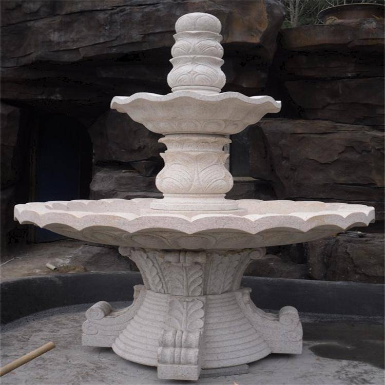 欧式喷泉雕塑黄锈石园林景观喷泉石材流水大理石喷泉定做