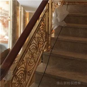 纯铜拉丝玫瑰金楼梯扶手 室内多种铜雕刻扶手图集