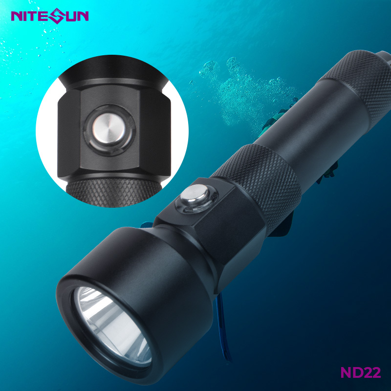 2021新款 夜光nitesun潜水手电筒18650电量显示铝合金强光照明灯厂家