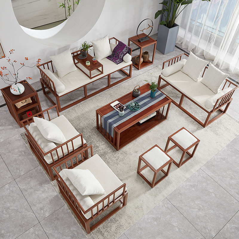 酒店包厢会客沙发新中式实木沙发白蜡木沙发