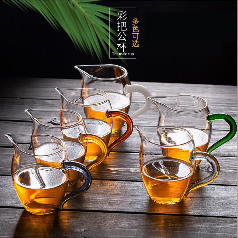 透明玻璃公道杯 彩把鹰嘴公杯 家用玻璃匀杯 功夫茶具茶海分茶器