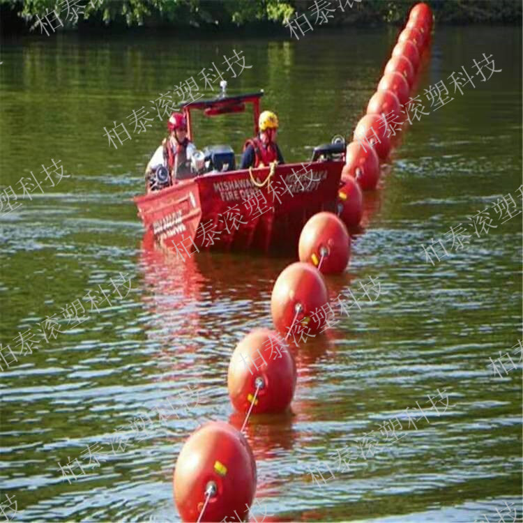 紅白相間水面警示浮帶 航道攔載警示塑料浮球