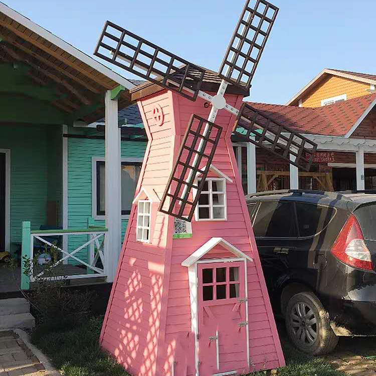红日美陈工艺品厂生产销售户外荷兰风车防腐木风车