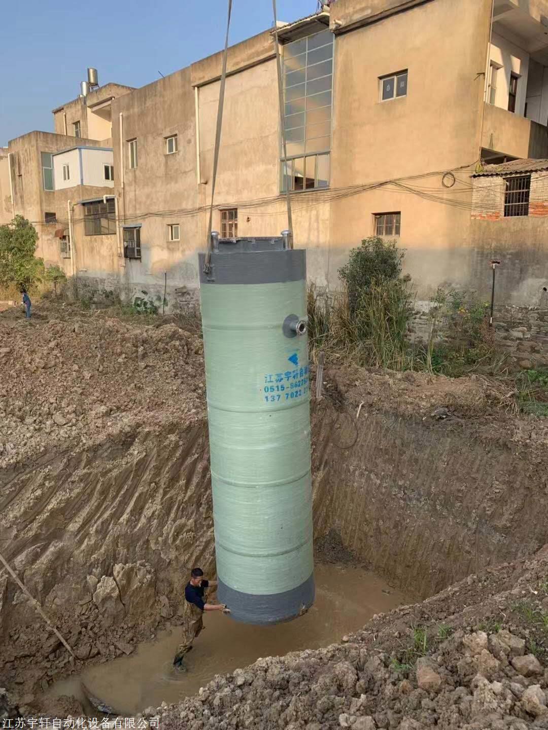 巴彦淖尔第四代智能不锈钢污水提升泵站吊装