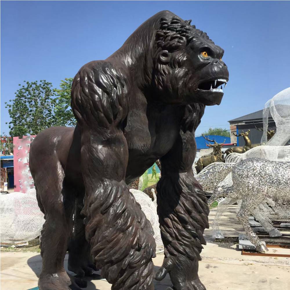 猩猩雕塑 大型玻璃钢雕塑 玻璃钢工艺品 金刚雕塑 铸铜户外仿真动物大型铜雕