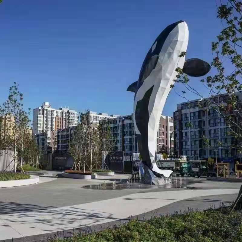 景奥 大型不锈钢鲸鱼雕塑 镂空发光鲸鱼雕塑 户外景观园林广场 不锈钢雕塑