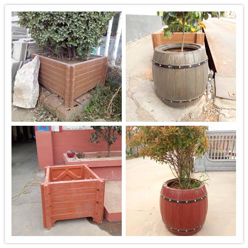 西安水泥仿木花箱定制 水泥仿木花缸 款式多种