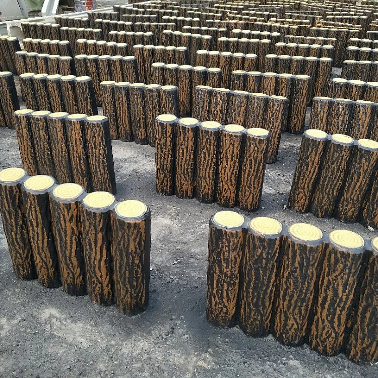 宁波水泥树桩石生产厂家 水泥仿松树路边石 来图设计