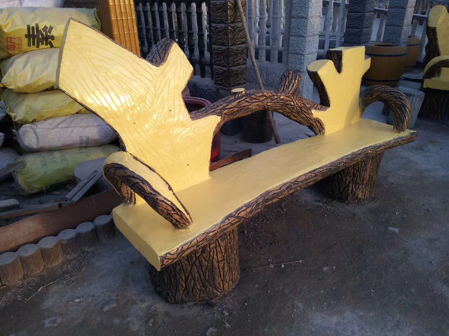 威海水泥仿木座椅 水泥防腐木椅子 款式多种