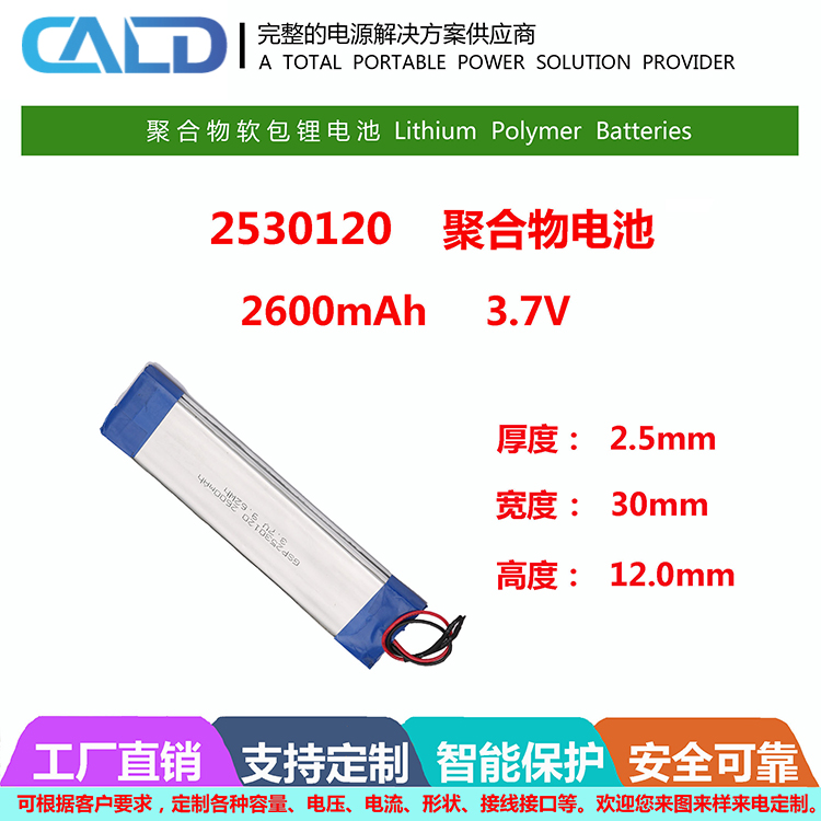 LDPH-2530120-2600-3.7加板加线数码电池报价