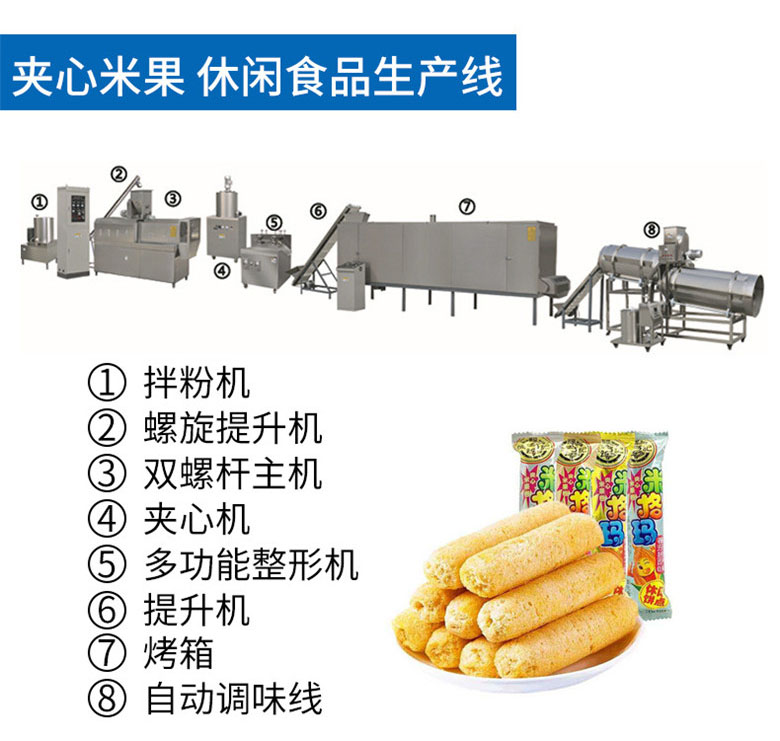 夹心米果设备 夹心米果生产线 膨化食品机械 厂家定制