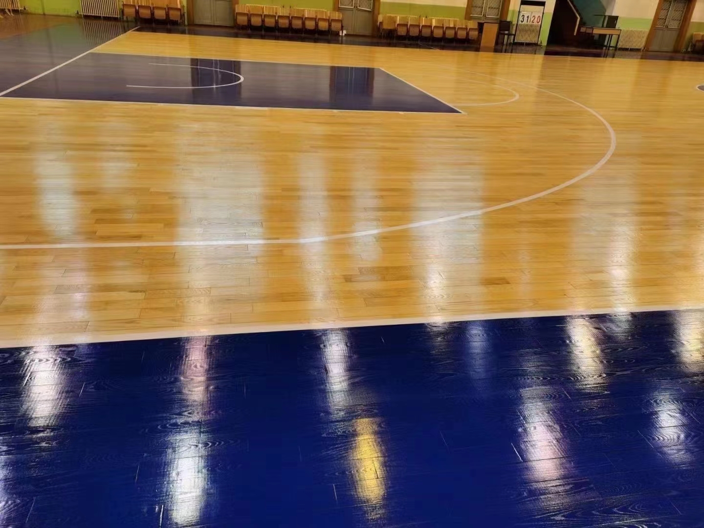 西安篮球馆柞木运动木地板翻新