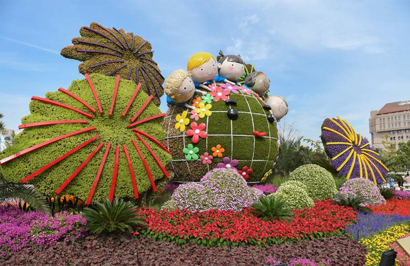 北京绿雕厂家 五色草立体花坛 植物绿雕 植物墙厂家