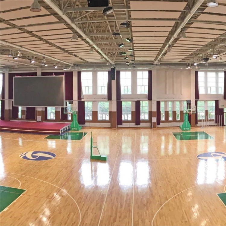 室内体育运动木地板篮球馆羽毛球馆学校舞台防滑地板厂家