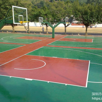 小学硅PU篮球场、篮球场施工塑胶球场地铺设工程