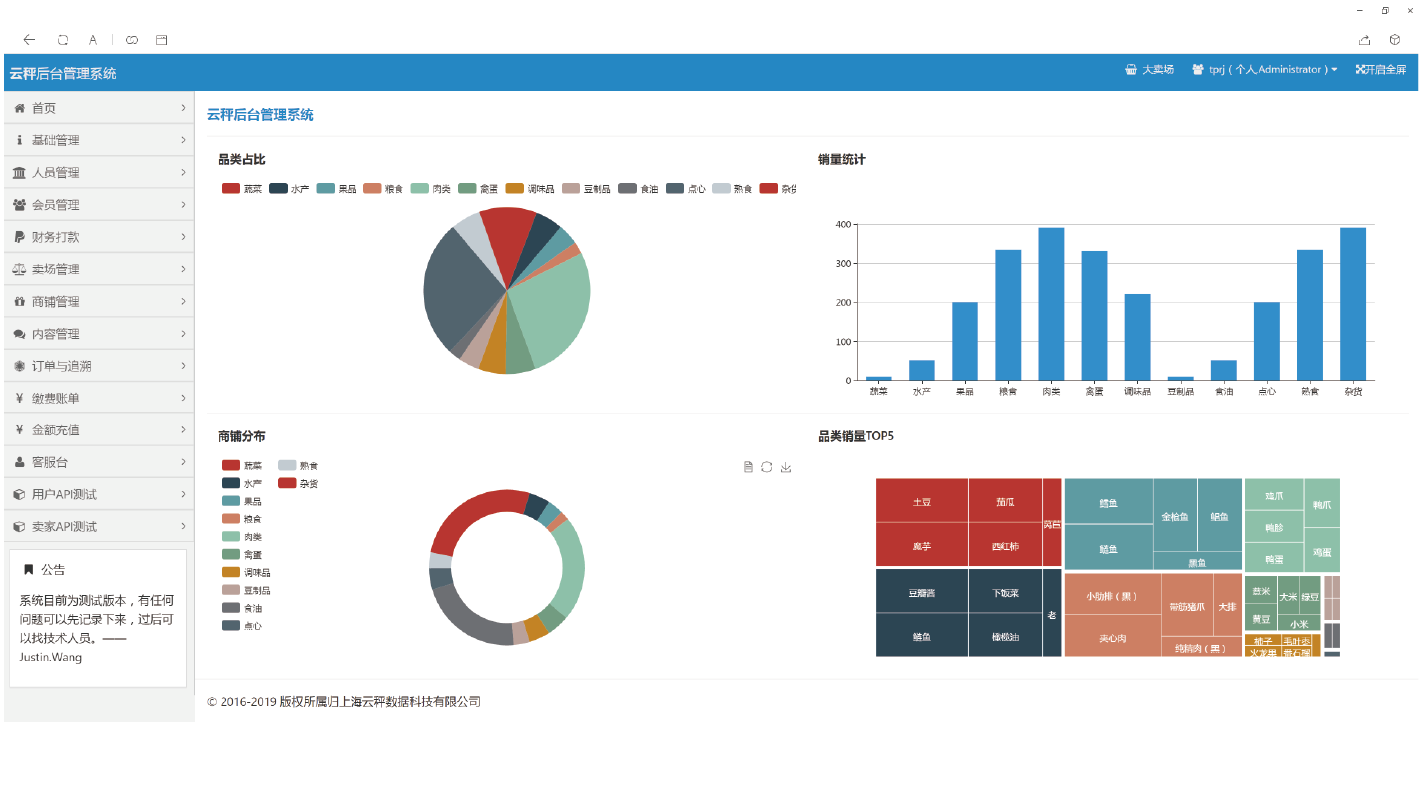 云秤+农贸市场+大屏数据展示系统数据看板