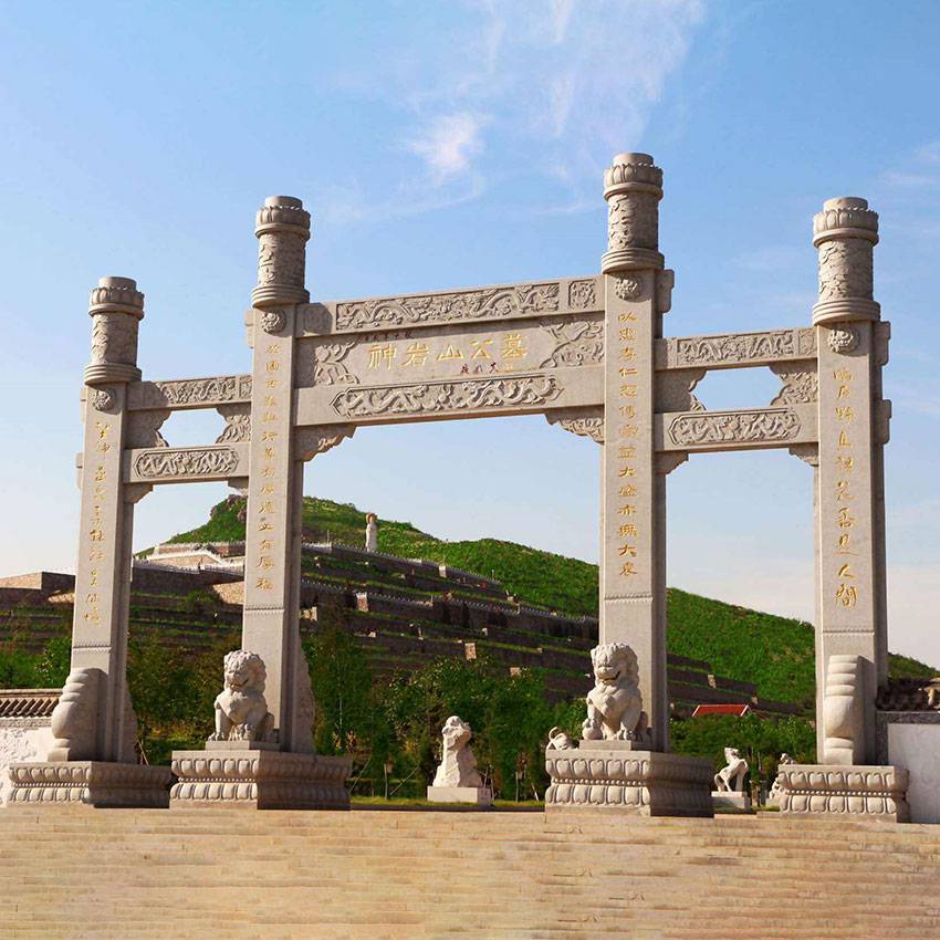 安徽村庄入口石头牌坊 景观雕塑牌坊定制价格 青石牌坊建造厂家