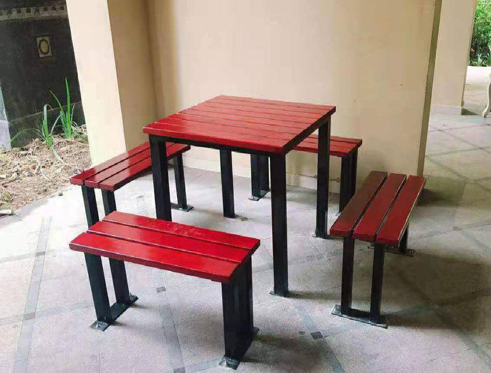 广西户外实木桌椅定做，广西园林休闲椅批