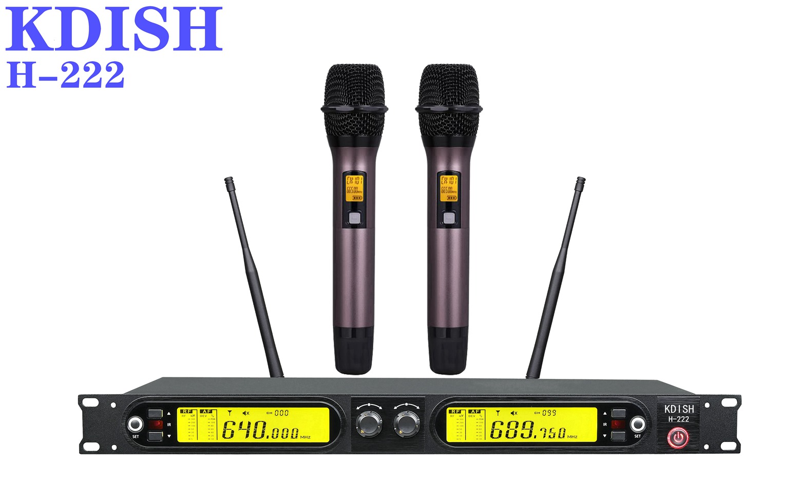 KDISH H-222专业无线会议话筒一拖二会议麦克风中小型会议室讲台演讲广播会议咪可调频金属话筒