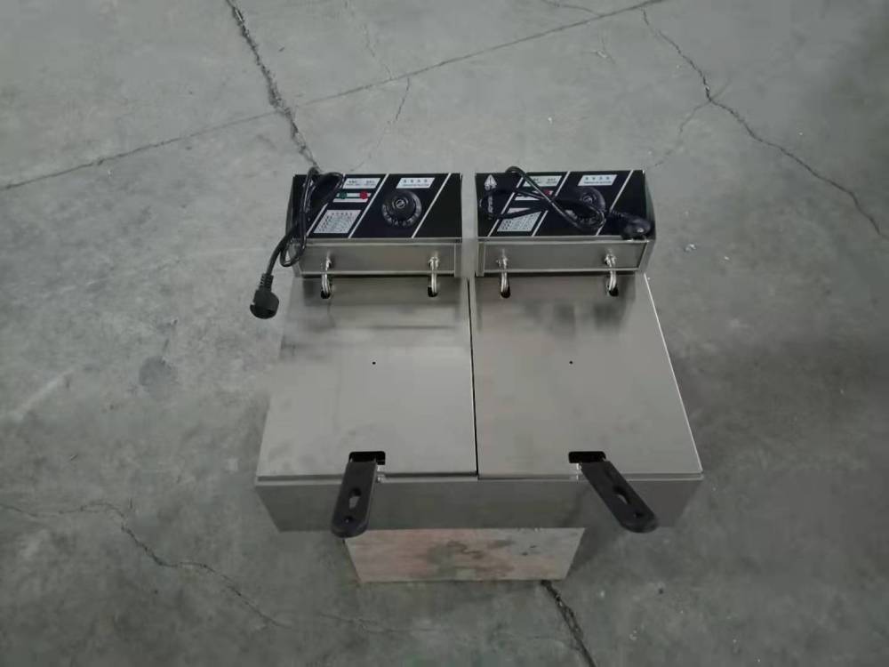 小型商用双缸电加热油炸锅 台式设计炸鸡腿炉