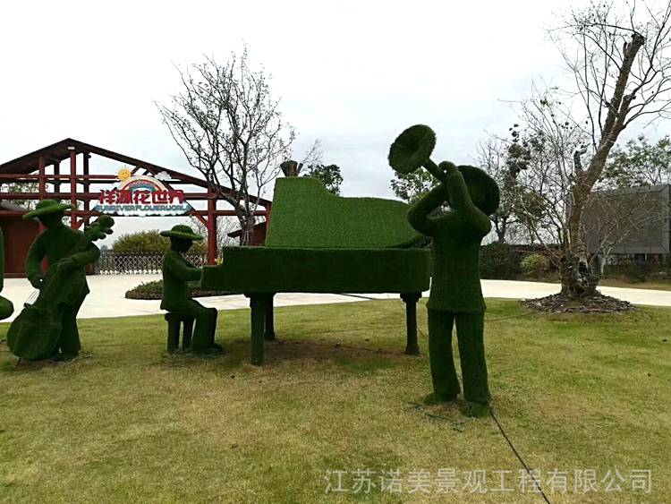 音乐人仿真绿雕 大提琴绿雕 萨克斯绿植 乐器雕塑
