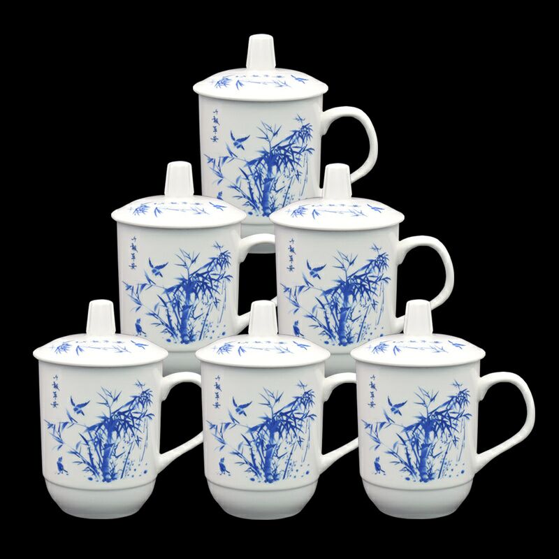 景德镇陶瓷茶杯厂家 高温白釉骨瓷茶杯带盖 可定制印标