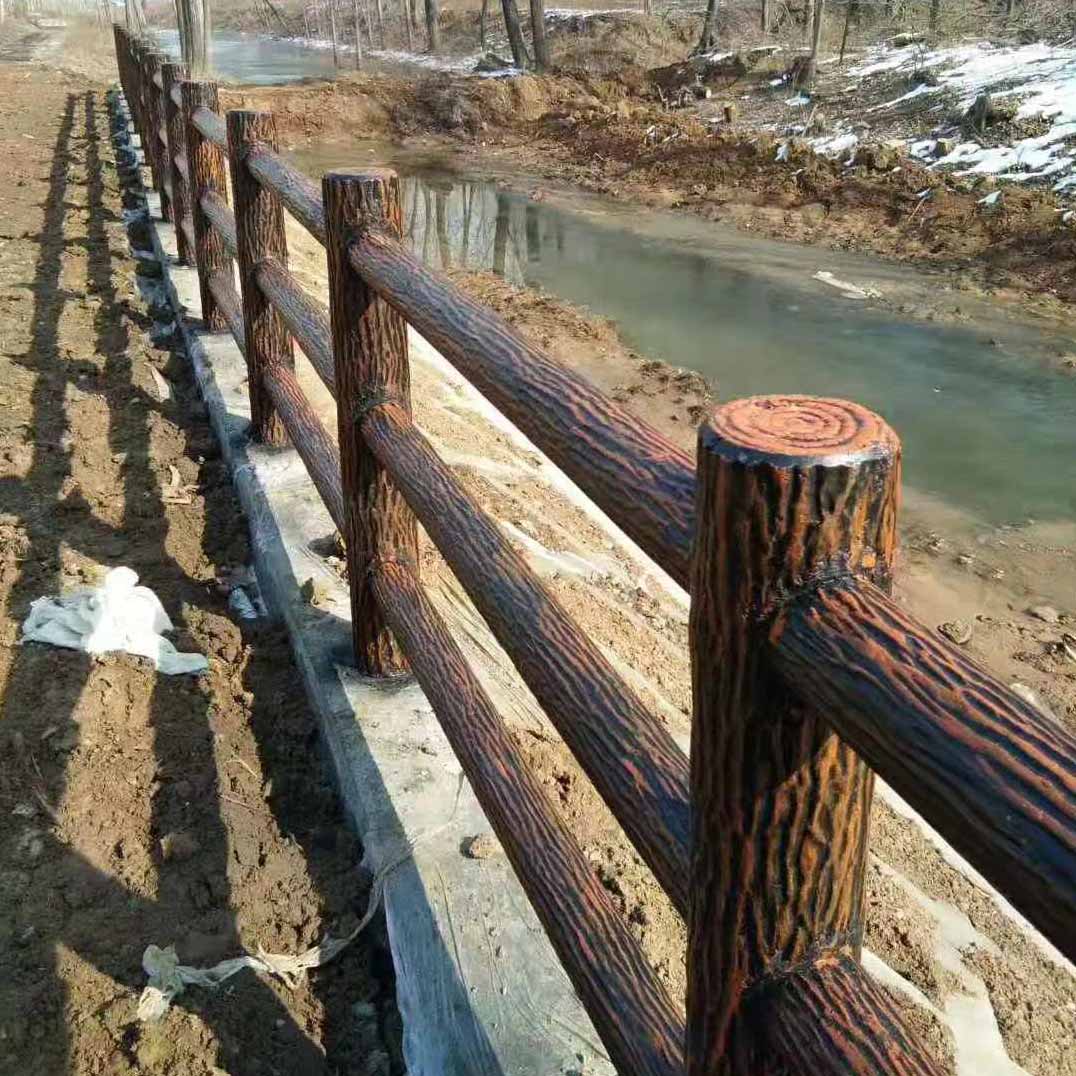 仿树皮护栏水泥仿木栏杆河岸桥梁仿木围栏公园河道堤仿木水泥树桩