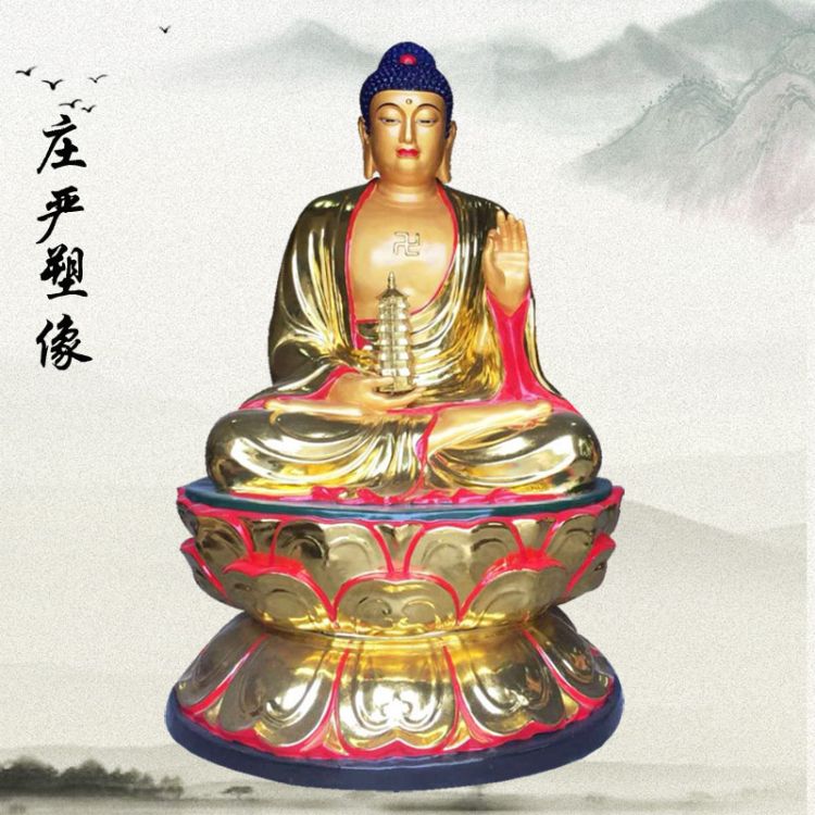佛教寺院供奉三宝佛像较彩阿傩迦叶树脂塑像药师琉璃光佛雕塑批发