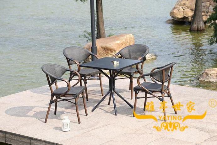 铝合金网布椅仿竹节椅休闲咖啡椅 雅亭YT-220美式餐桌餐椅