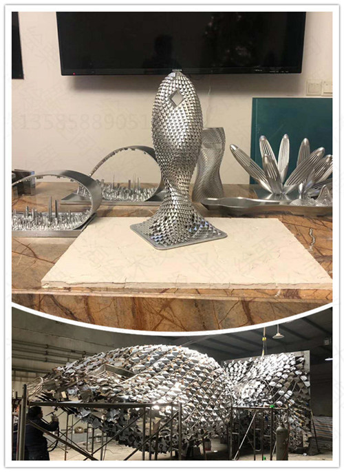 海南大型不锈钢抽象鱼雕塑 公园镂空动物雕塑定制