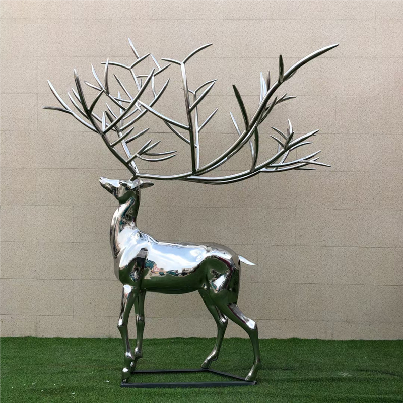 不锈钢雕塑鹿，小鹿雕塑
