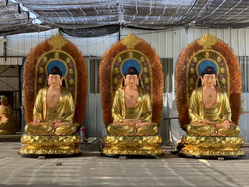 藥師佛神像 手工雕塑 哈爾濱樹脂三世佛神像價格