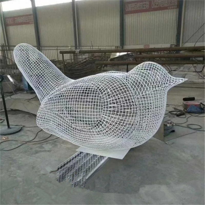 不锈钢丝编织镂空天鹅雕塑 定制