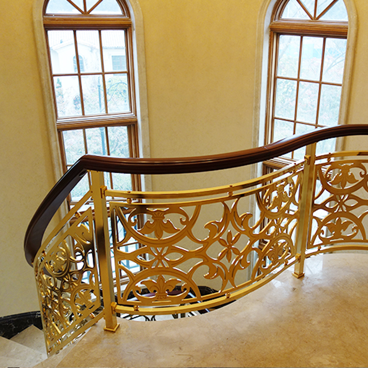 大冶红板雕花旋转楼梯 别墅铜艺楼梯扶手一款好看的设计