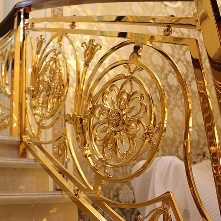 欧式铜艺楼梯护栏 玫瑰金铜楼梯扶手给你意想不到的收获