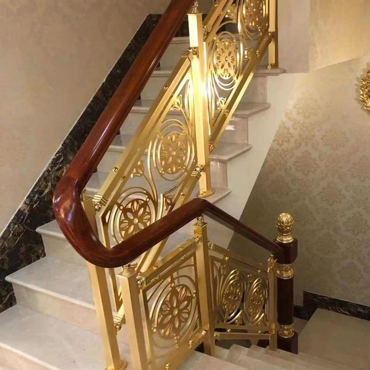 纯铜精雕楼梯扶手 大型酒店铜楼梯护栏定做厂家溢升