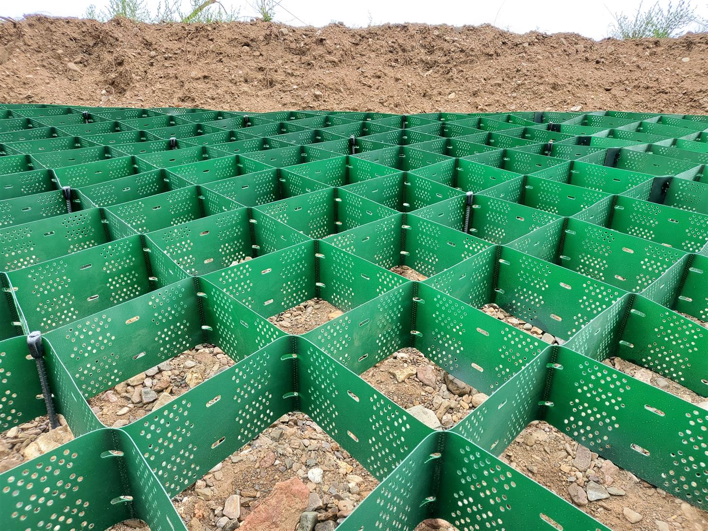 浙江高分子蜂巢格室应用 土工格栅 绿化护坡