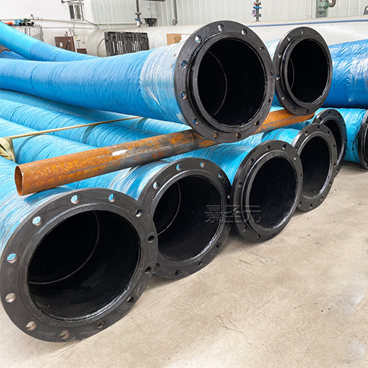 两端碳钢法兰式吸排污水胶管6寸泥沙管压力10公斤长度5m10m15m20m可选