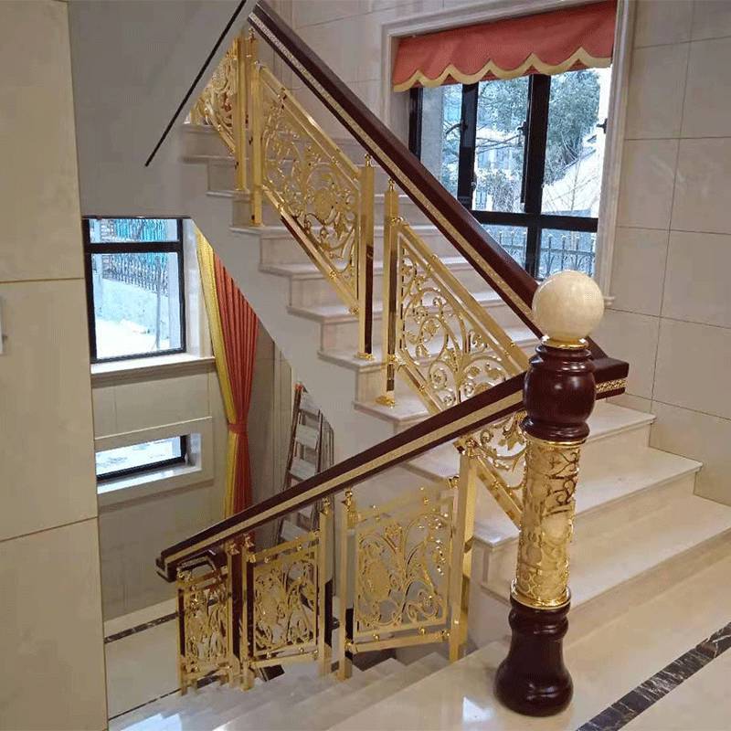 邢台24K金铜艺楼梯栏杆造型 一看就是有面子的设计
