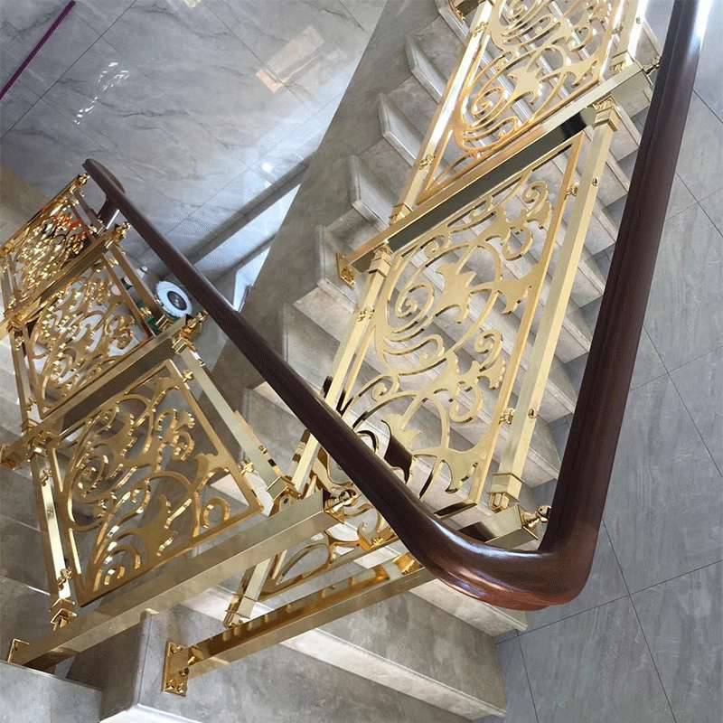K金铝艺楼梯有档次的设计 太原铝艺楼梯护栏厂家