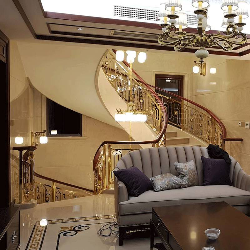 中山K金铜楼梯欧式设计 欧式铜楼梯扶手更贴时尚生活