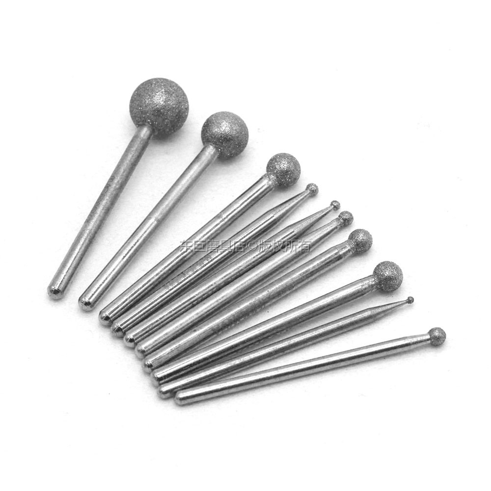 球形磨头订做 球头金刚石打磨头 雕刻打磨球长柄