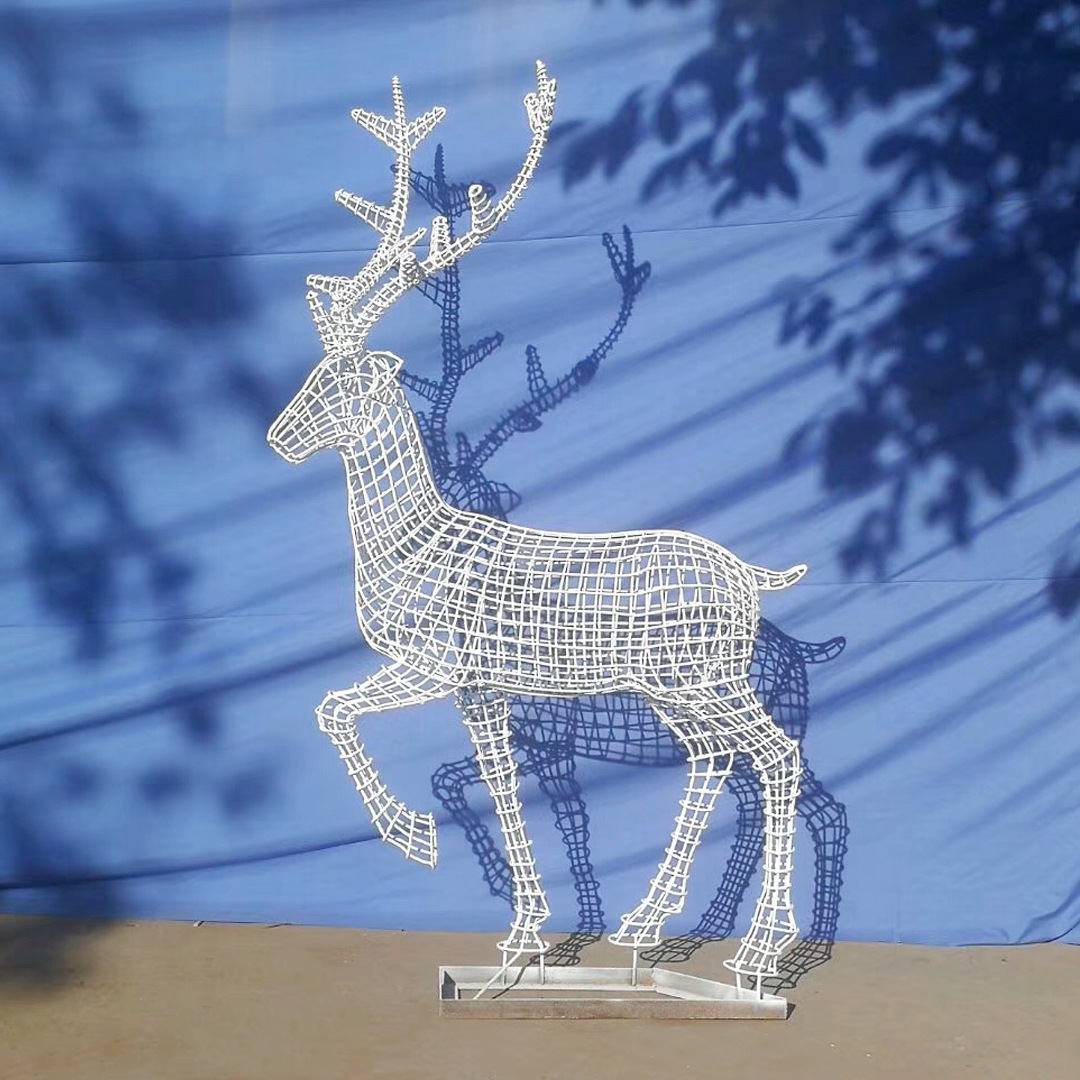 抽象鹿雕塑 不锈钢镂空鹿雕塑 公司