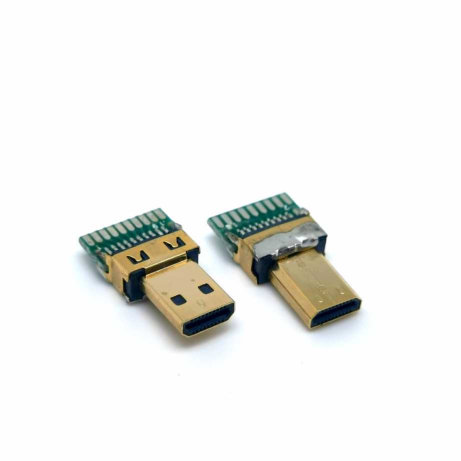 MICRO HDMI夹板公头高清数据插头带PC板 铜壳镀金